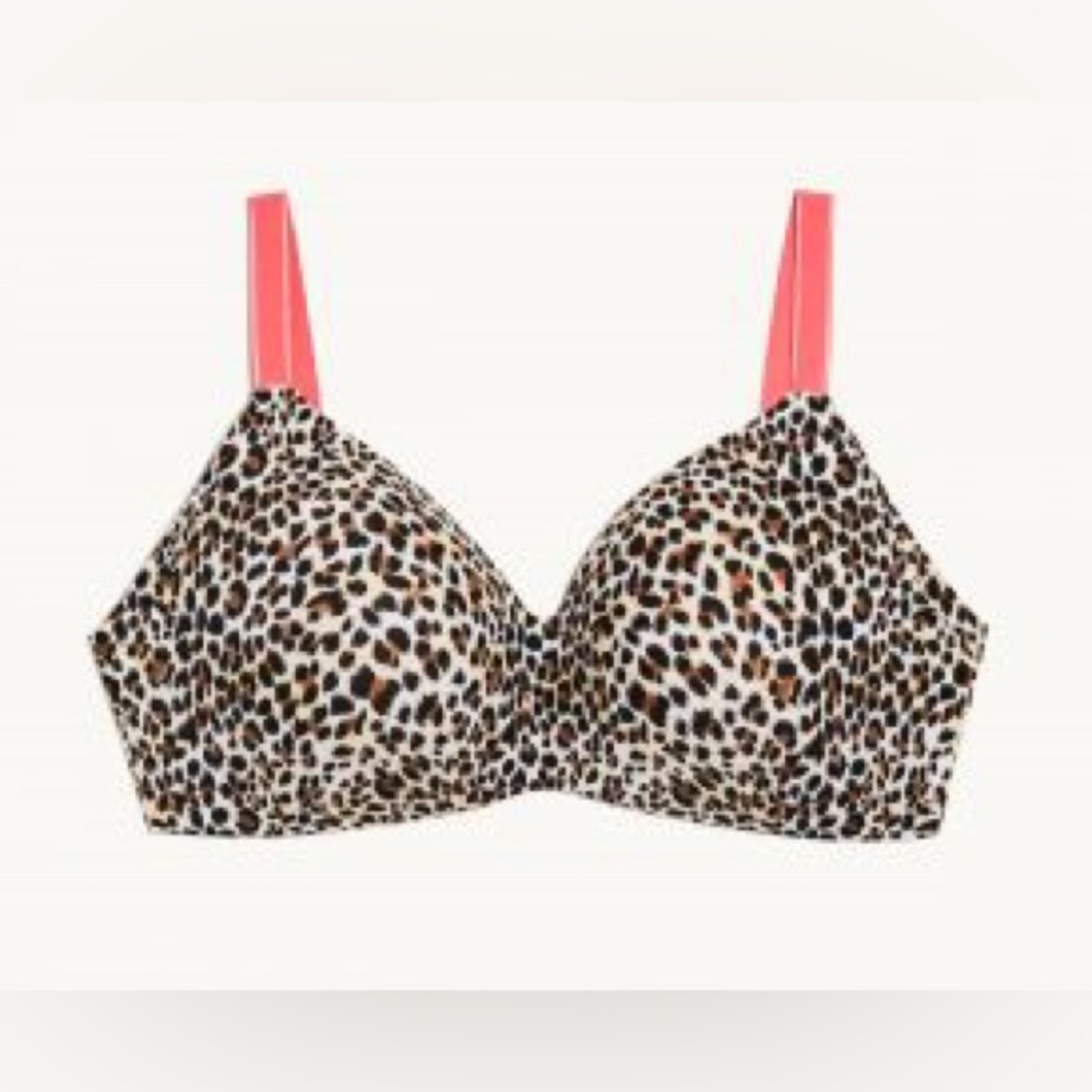 Knix x Betsy Johnson Wing women bra, pretty Kitty  Leopard Print w pink straps